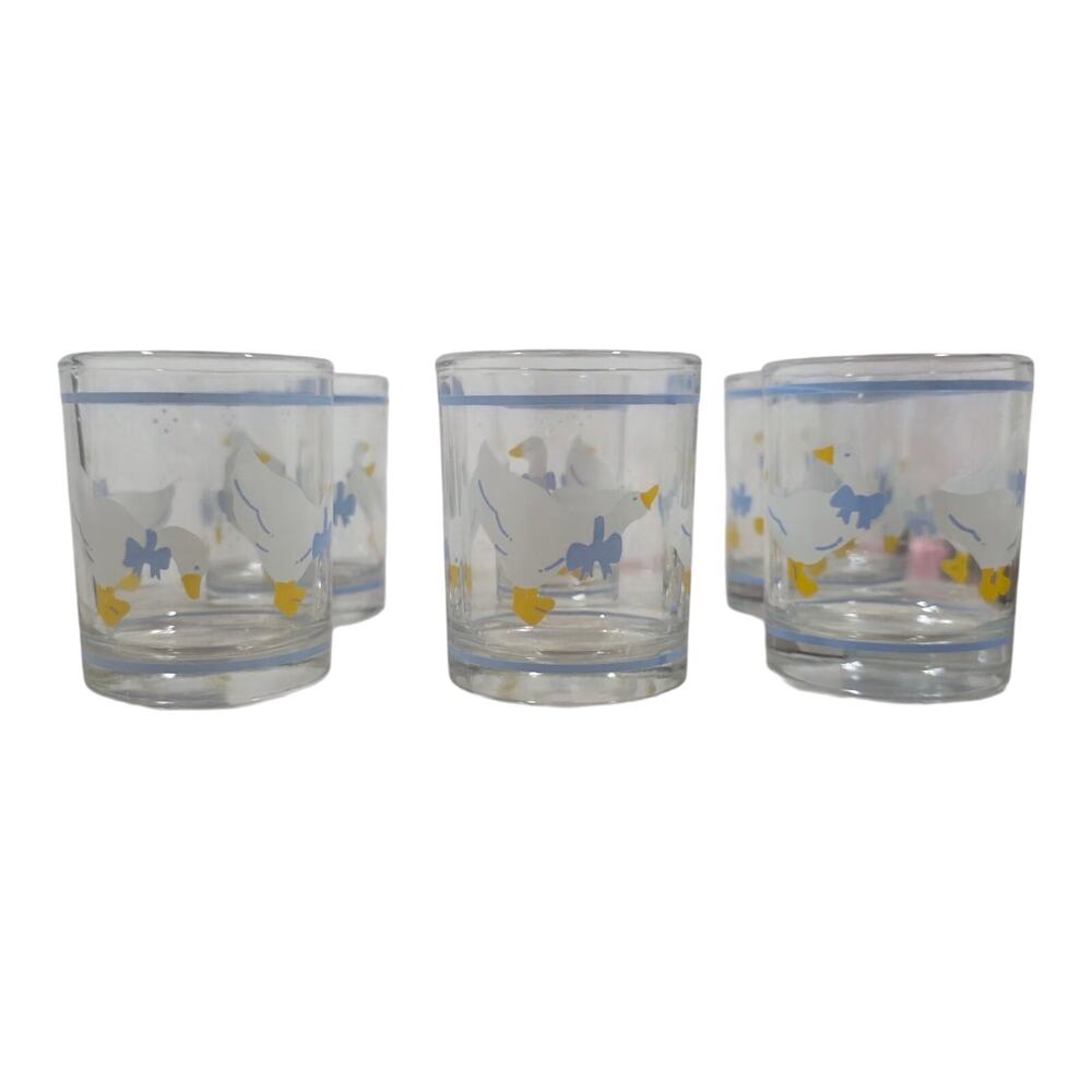 Vintage Libbey Country Goose Set of 6 Glass Votive Candle Holders Cottage Core